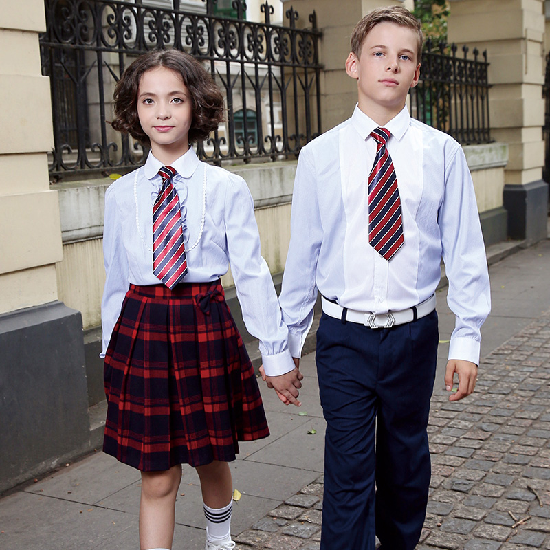 Low MOQ 100% Cotton White School Uniform Shirt for Girl and Boy