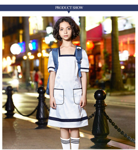 Custom Design White School Girl Uniform School Girl Dress Uniform Girls School Pinafores