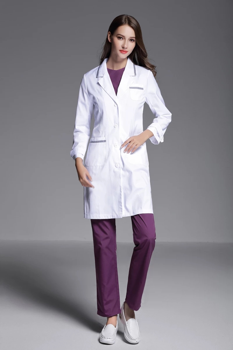 Doctor Lab Coat Lapel Buttoned Up Laboratory Coats Medical Uniforms Leisure Unisex Scrubs for Hospital