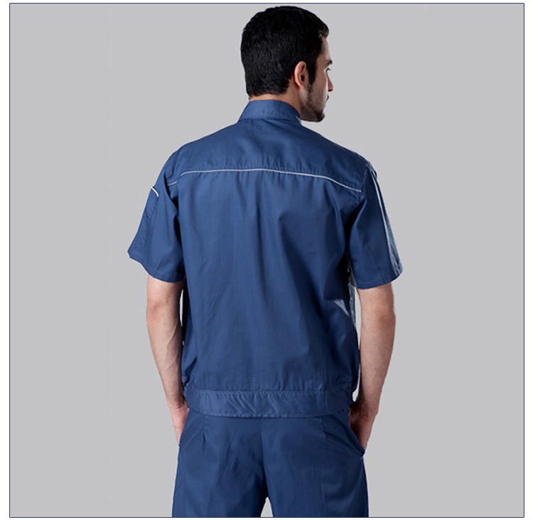 Custom Design Wholesale Factory Worker Short Sleeve Zipper Front Uniform Set with Pocket