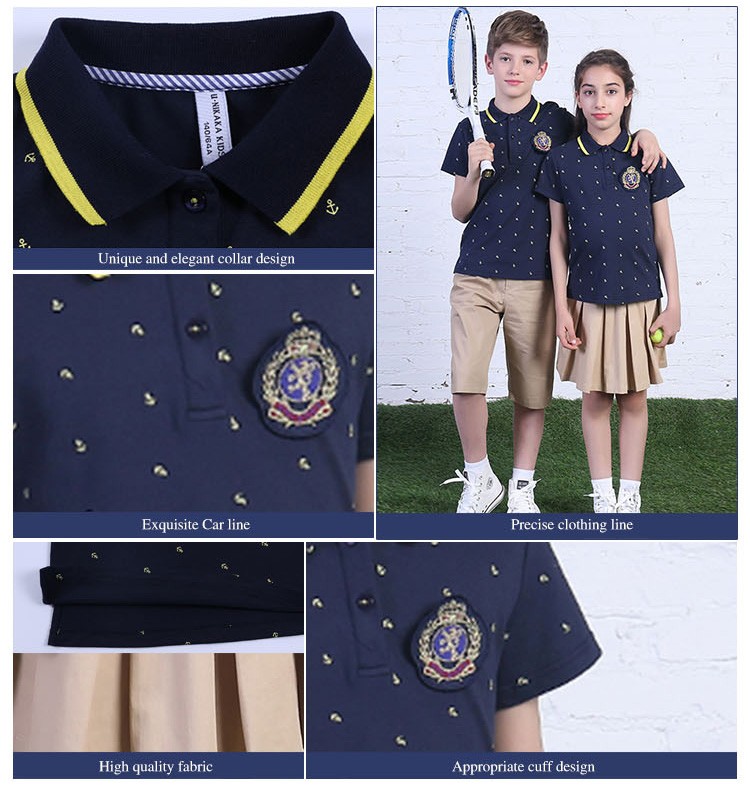 Custom Fashionable Children Tennis Training Uniform Polo Shirts Suit Design 