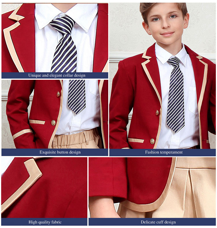 Custom Fashion National School Uniform Blazer Shirt And Pants Design