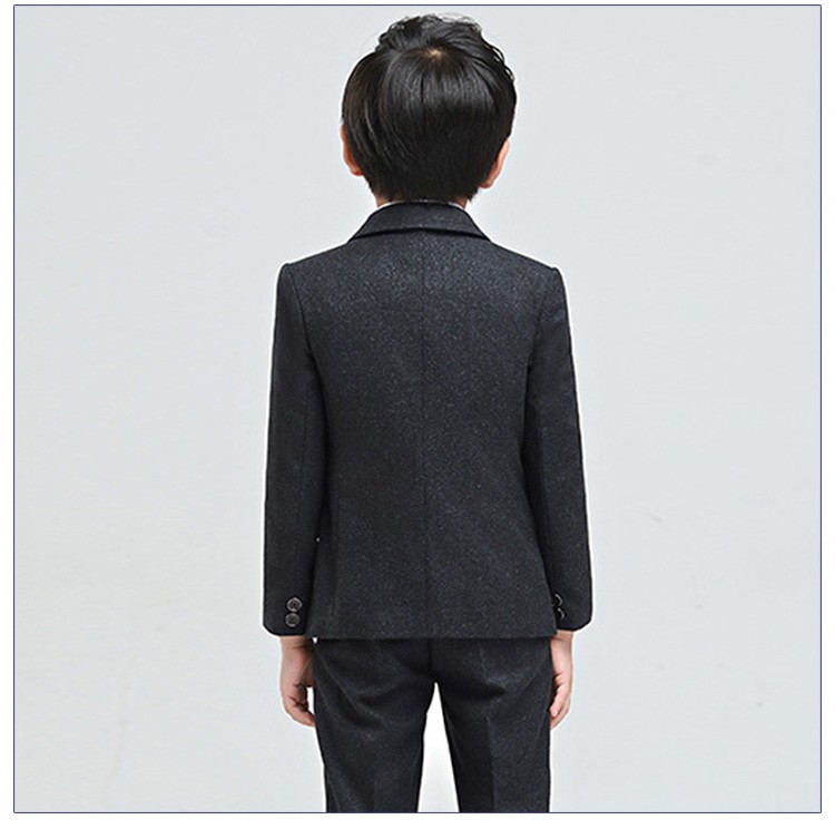 Custom Design Winter Warm Long Sleeve Single Breasted Black Boys Suit