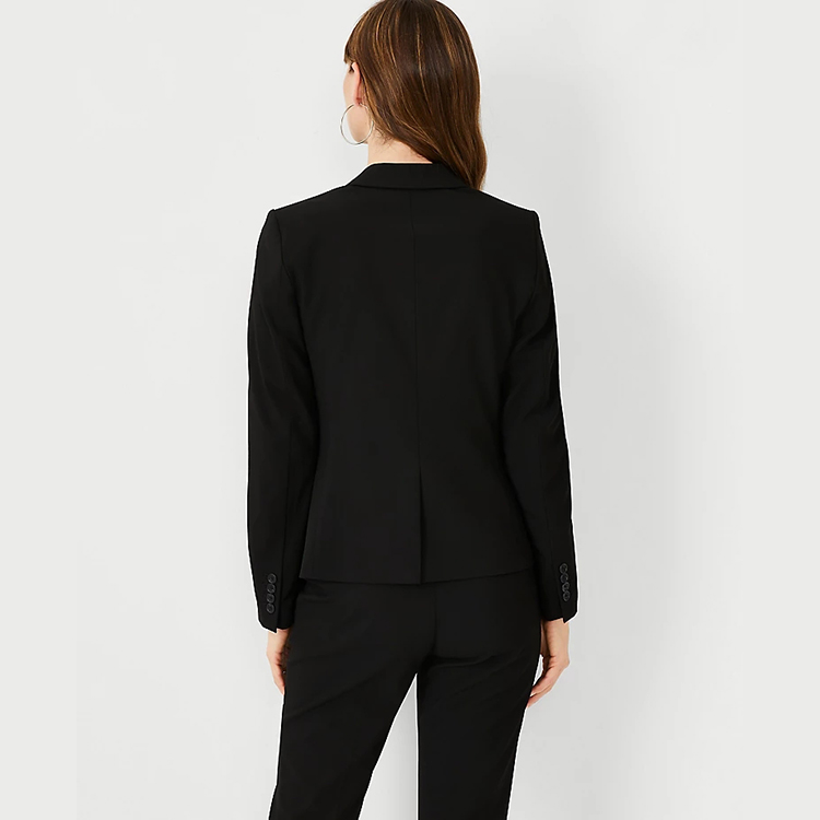 Custom Design V-neck Single button Black Business Women Long Sleeve Suit