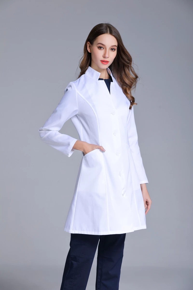 Women's Stand Collar Anti-wrinkle Long Sleeve Lab Uniform Hospital Surgical Doctor And Medical Nurse Working Uniforms