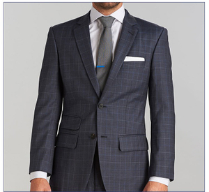 Custom Design Office Formal Single Breasted Men Dark Grey Plaid V-neck Woven Suits