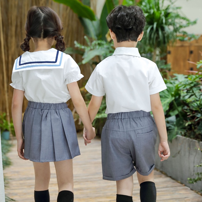International Fashionable Kindergarten Boys And Girls Summer Color Combination Uniform Set for School