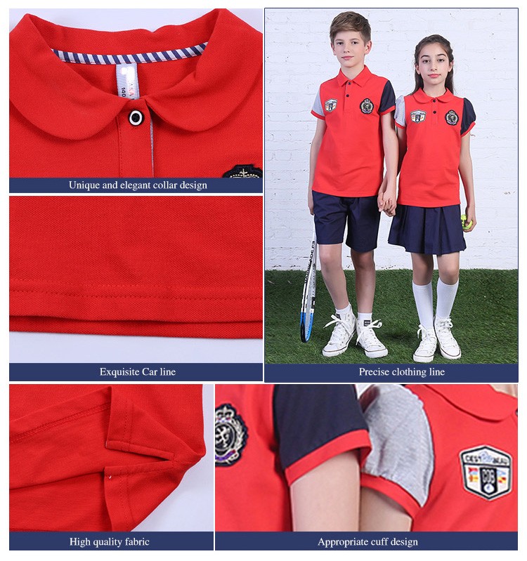 Custom Design Summer 2 Pieces Short Sleeve Children Tennis Training Clothes