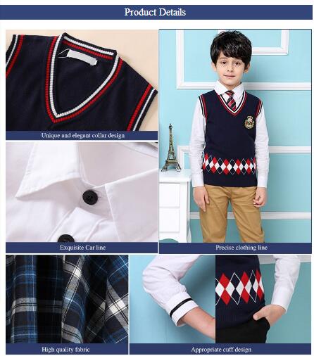 Custom Design Children Kindergarten Uniform School Boys And Girls Long Sleeve Shirt Suit