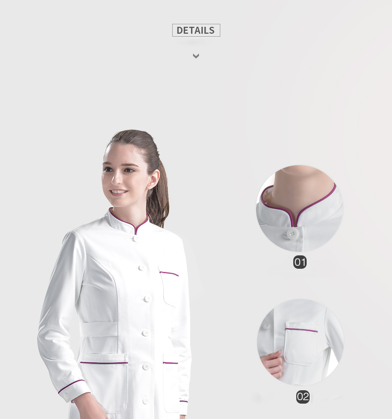 Custom White Fashionable Nurse Uniform Fabric Scrubs Uniforms Nurse Beautician Work Clothes