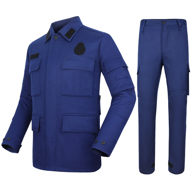 Custom Design Zipper Long Sleeve Navy Blue Security Guard Uniform Shirt with Pocket
