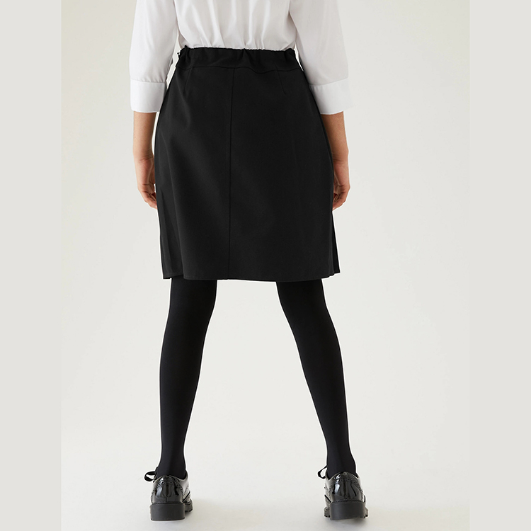 Custom Dim Grey Elastic Waist Girls Straight Skirt Middle School Uniform Skirt
