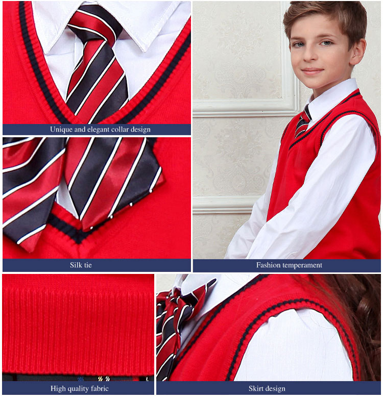 Custom Comfortable Uk School Uniform Winter Red Cashmere Sweater Vest