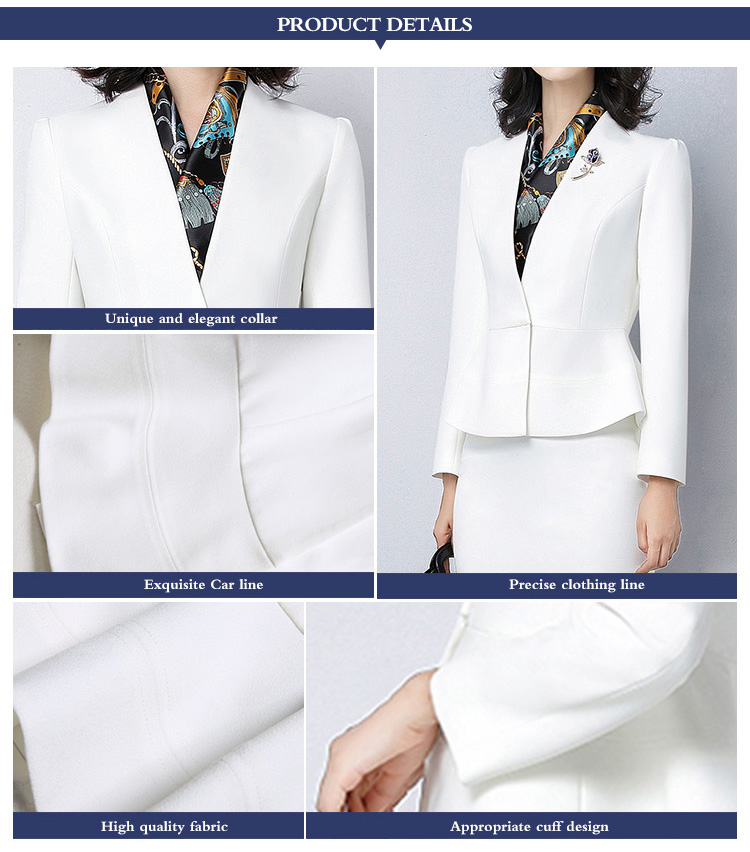 Simple Style Solid Color Long Sleeve Single Button Wave Hem Women Office Suit And Knee-Length Skirt