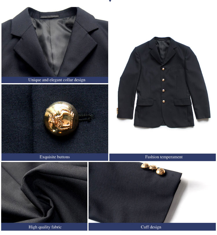 Wholesale Custom Winter Black Single Breasted School Uniform Blazer 