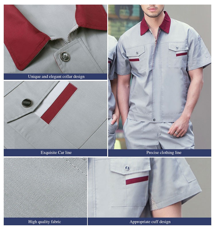 Factory Zipper Short Sleeve Summer Working Uniform Shirt