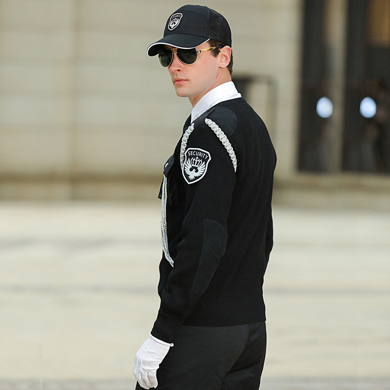 Custom Design Fall Winter Long Sleeve Protective Security Guard Duty Uniform Sweater
