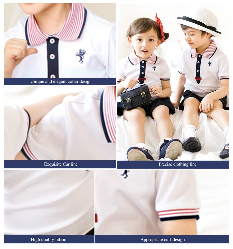 Color Combination Kindergarten Children Uniform Unisex Short Sleeve Polo Shirt Suit
