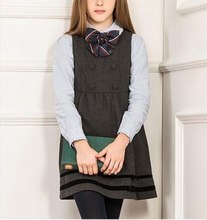 Fashion Girls Jumper Skirt Primary School Uniform Designs School Uniforms Dress with Bow Tie