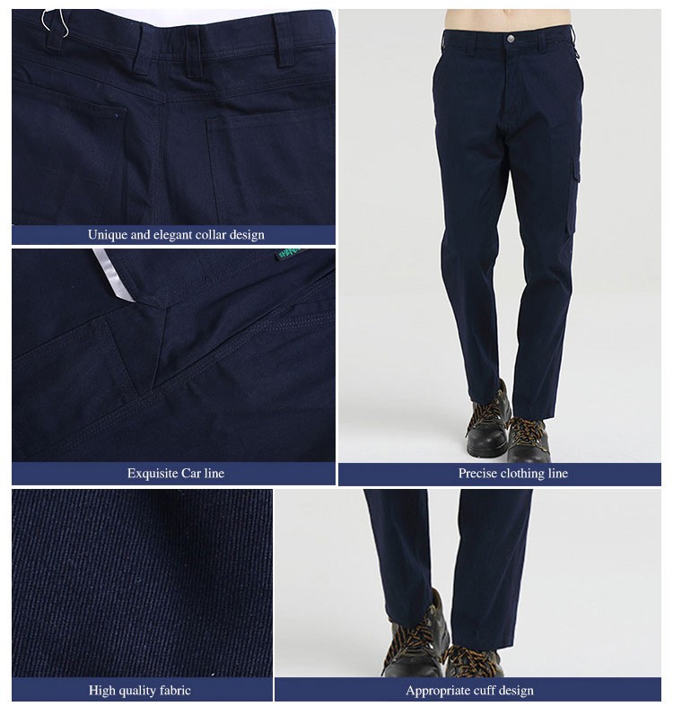 Professional Industrial Factory Workwear Pants Men Solid Color Zipper Working Uniforms Pants