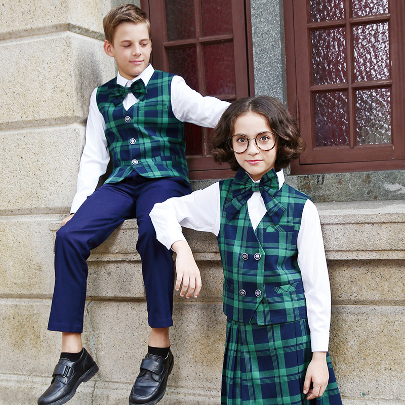 Student Blazer for UK Customized Elementary Plaid Pattern School Uniform Logo Boy and Girls Blazer