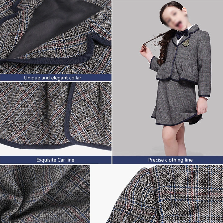 Custom Unique Design International Middle Girls School Uniform Blazer Skirt Suit