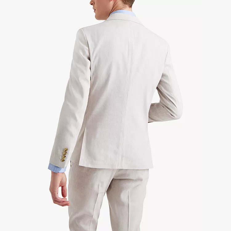 Custom Design Three Pieces V-neck Single Breasted White Wedding Men Suit