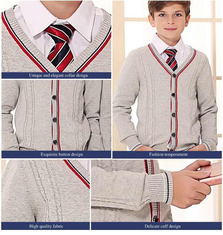 Custom Design School Uniforms Wholesale Colours Cardigan Sweater Uniforms