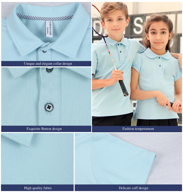 Custom Kids School Tracksuits Light Blue Breathable Boys And Girls School Uniform