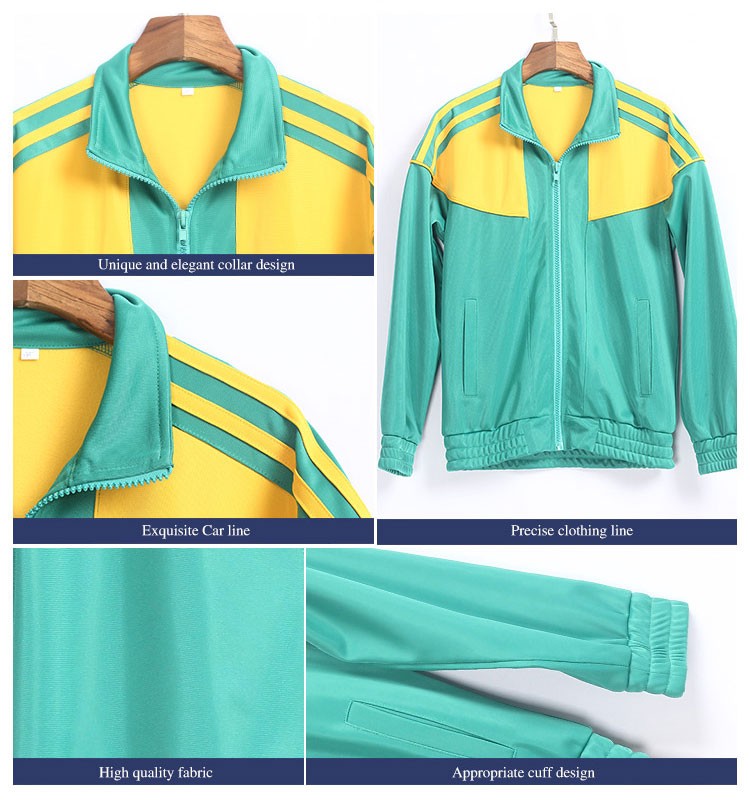 Asian Comfortable Color Combination Unisex School Long Sleeve Uniform Suit with Pocket 