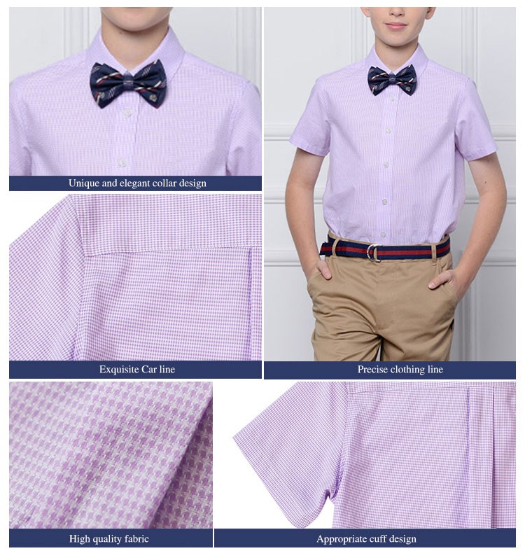 Custom Design Wholesale Summer Turn-down Collar Boys Short Sleeve Shirt