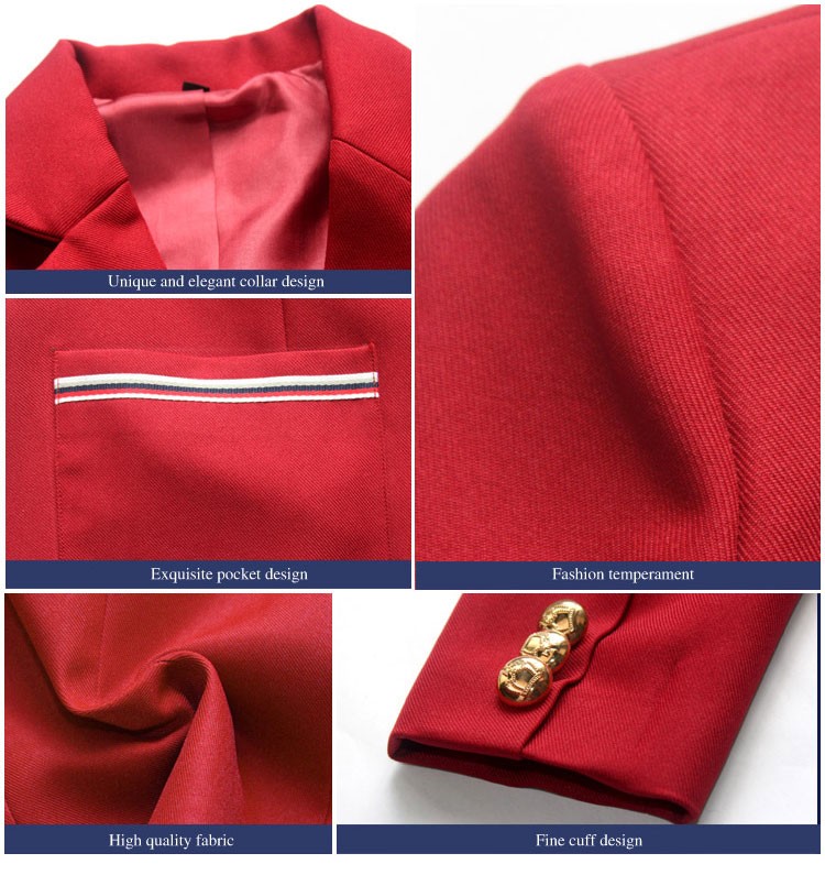Custom Design Long Sleeve Single Breasted School Red Children Blazer with Pocket
