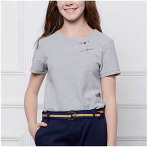 Comfortable Solid Color Short Sleeve Girls High School Daily Clothes Design