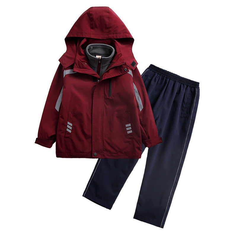 Winter Children Windproof Ski Red Long Sleeve Front Zipper Training Uniform Coat Suit