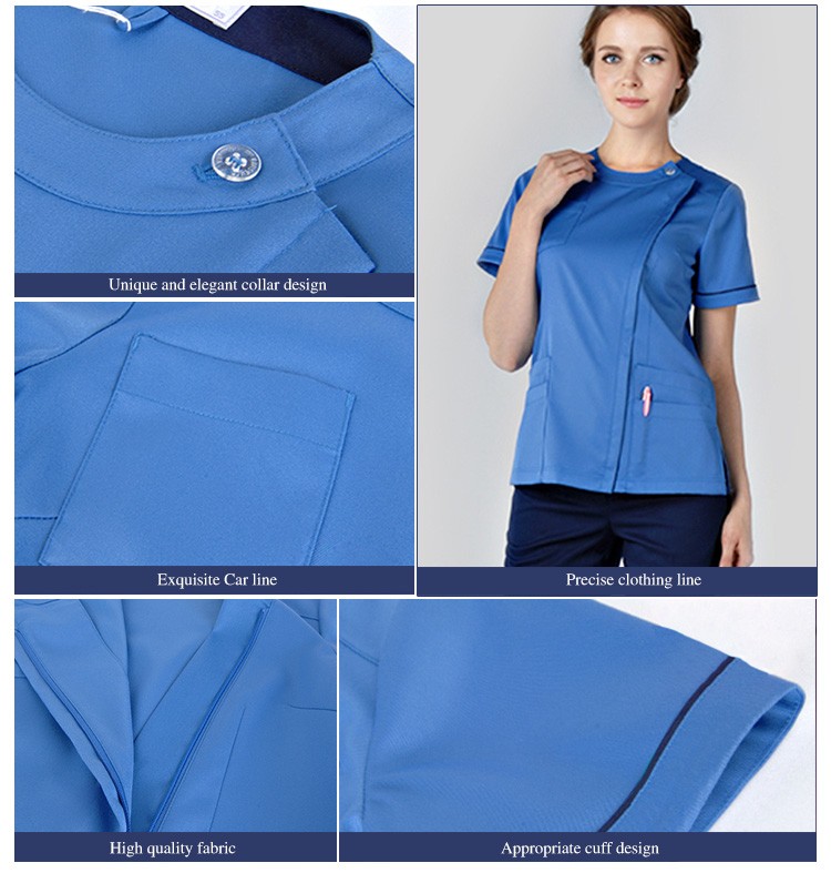 Custom Design Unisex Blue Medical Scrubs Breathable Nursing Uniform Hospital Uniforms