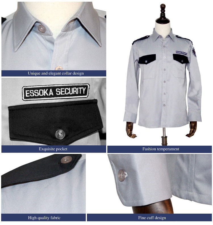 Custom Design Security Uniform Shirt Gatekeeper Janitor Police Officer Men Security Guard Uniforms