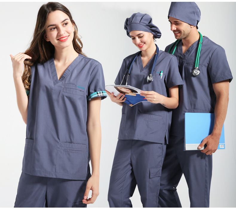 Custom Design Unisex fashionable blue uniforms medical scrubs nurse uniform
