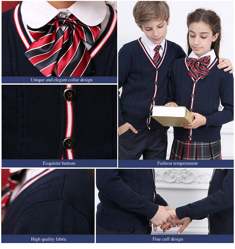 Wholesale Spring Primary School Uniform Sweater Top And Pants