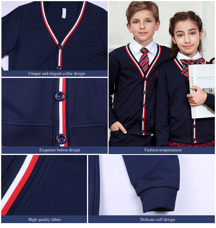 Custom School Clothes International Black School Sweaters Kindergarten Uniform