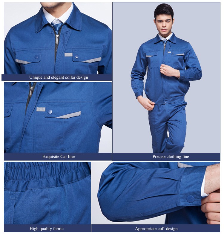Wholesale Custom Design Large Factory Long Sleeve Zipper Front Solid Color Worker Uniform