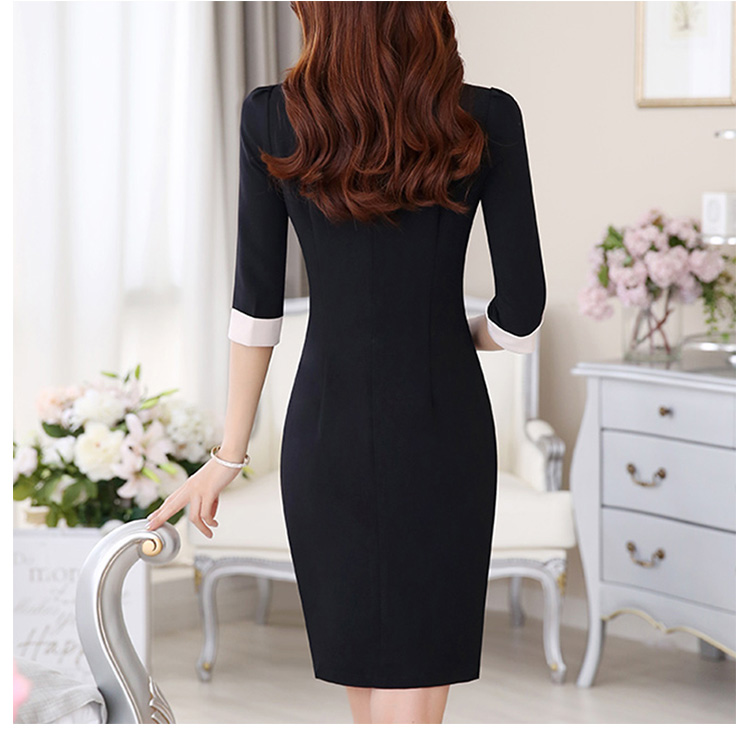 Custom Unique And Elegant Design Half Sleeve Knee-Length Office Lady Slim Dress