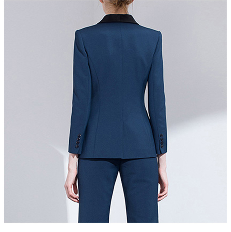 Custom Design Women Formal Office Double Breasted Long Sleeve V-neck Blazer Suit with Pocket